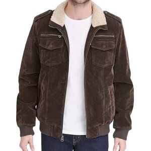 Men's Levi’s Faux Suede Collar Aviator Bomber Jacket with Sherpa Lining Size XL